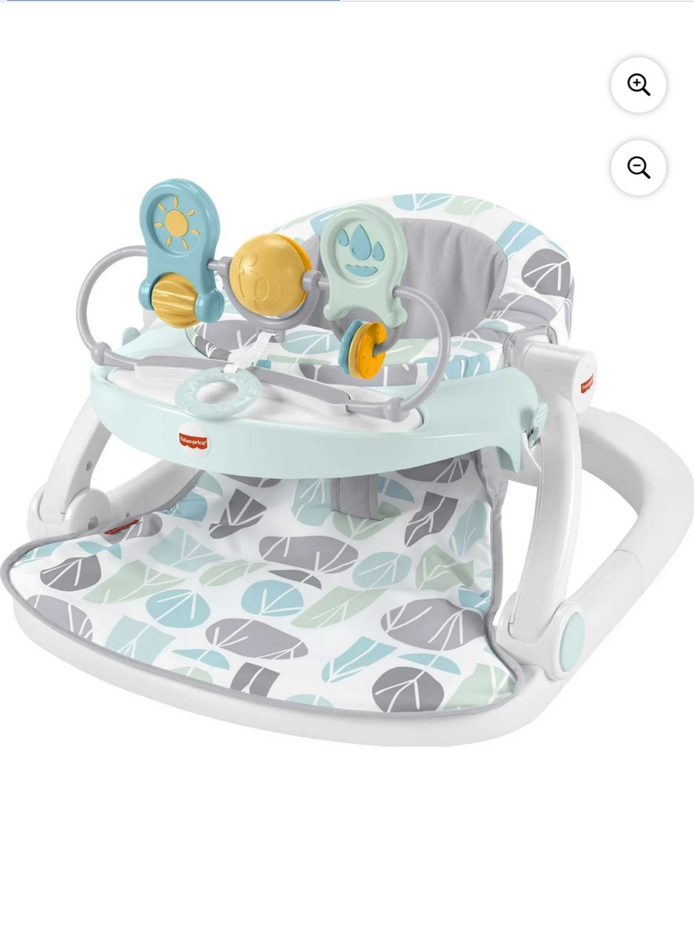 Fisher-Price Mint, Gray & Yellow Leaf-Pattern Floor Seat